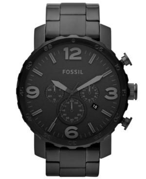 Fossil Watch, Men's Chronograph Nate Black-tone Stainless Steel Bracelet 50mm Jr1401