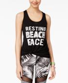 Material Girl Active Juniors' Cage-back Graphic Tank Top, Created For Macy's
