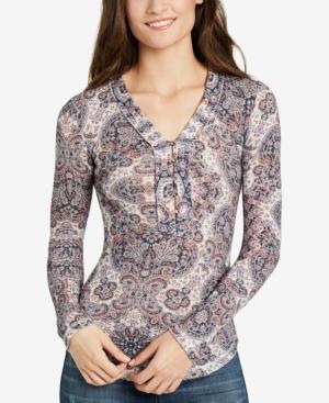 William Rast Printed V-neck Top