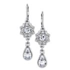 2028 Silver-tone Crystal Floral Teardrop Earrings