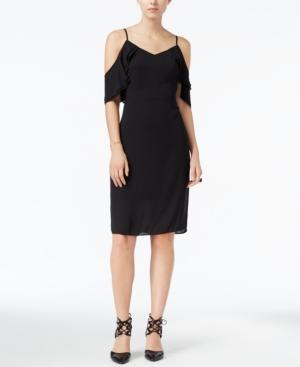 Bar Iii Flutter-sleeve Cold-shoulder Dress, Only At Macy's