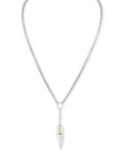 Majorica Silver-tone Imitation Pearl Spiked Lariat Necklace