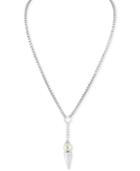 Majorica Silver-tone Imitation Pearl Spiked Lariat Necklace