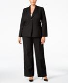 Tahari Asl Plus Size Tonal Pinstriped Pantsuit
