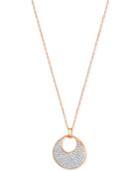 Swarovski Rose Gold-tone Crystal Pave Disc Pendant Necklace