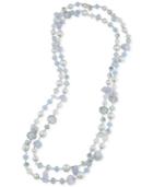 Carolee Silver-tone Blue Lace Agate And Multicolor Bead Long Rope Necklace