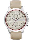 Ax Armani Exchange Men's Chronograph Taupe Leather Strap Watch 46mm Ax2185