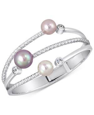 Majorica Silver-tone Colored Imitation Pearl Statement Ring