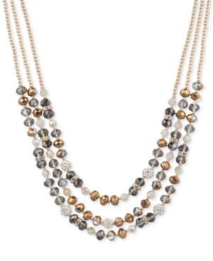 Lonna & Lilly Gold-tone Multi-bead Three-layer Statement Necklace