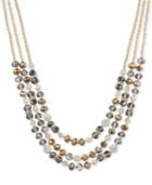 Lonna & Lilly Gold-tone Multi-bead Three-layer Statement Necklace