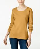 Karen Scott Long-sleeve Scoop-neck Top, Created For Macy's