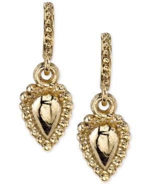 2028 Gold-tone Textured Shield Drop Earrings