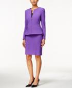 Tahari Asl Crepe Peplum Zip-front Skirt Suit