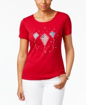Karen Scott Glitter Kite Graphic Cotton Top, Only At Macy's