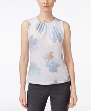 Calvin Klein Sleeveless Pleat-neck Top