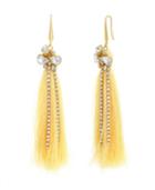 Catherine Malandrino Women's Clustered White Rhinestone Yellow Gold-tone Yellow Tassel Earrings