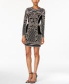 Xscape Embellished Long-sleeve Bodycon Dress