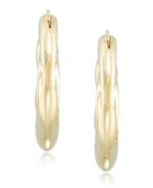 Signature Gold Diamond Accent Draped Oval Hoop Earrings In 14k Gold Over Resin