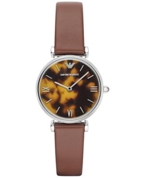 Emporio Armani Women's Brown Leather Strap Watch 32mm Ar1873