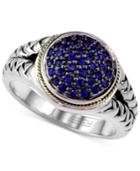 Balissima By Effy Sapphire (3/8 Ct. Tw.) And Diamond (1/8 Ct. T.w.) Rope Ring In Sterling Silver And 18k Gold