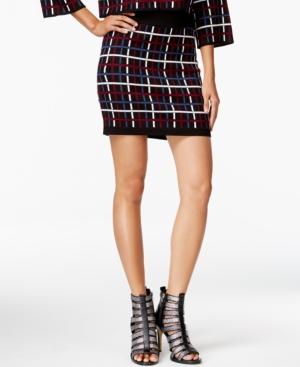 Bcbgeneration Multicolor Plaid Grid Knit Skirt