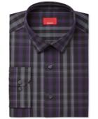 Alfani Men's Slim-fit Stretch Windowpane Plaid Teal/gray Dress Shirt, Only At Macy's