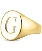 Sarah Chloe Initial Signet Ring In 14k Gold-plated Sterling Silver
