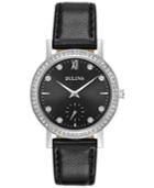 Bulova Women's Black Leather Strap Watch 32mm 96l246