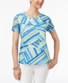 Alfred Dunner Corsica Tiered Patchwork-print Top