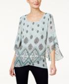 Style & Co Floral-print Flutter-sleeve Top, Only At Macy's