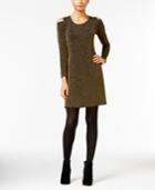 Ny Collection Petite Metallic Cold-shoulder Dress