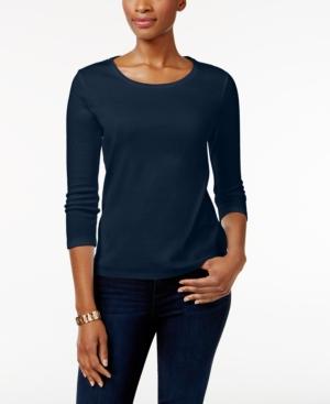 Charter Club Petite Solid Crew-neck Top, Only At Macy's