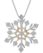 Diamond Snowflake Pendant Necklace (1/10 Ct. T.w.) In 14k Gold Vermeil And Sterling Silver