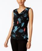 Nine West Cowl-neck Printed Shell