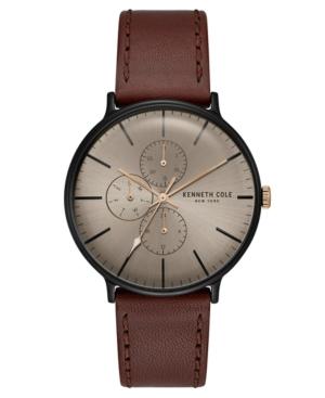 Kenneth Cole New York Men's Brown Leather Strap Watch 41mm