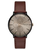 Kenneth Cole New York Men's Brown Leather Strap Watch 41mm