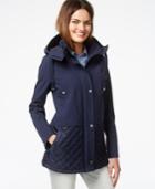 Kenneth Cole Hooded Quilt-trim Coat