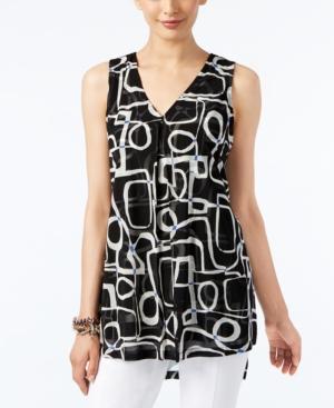 Alfani Layered Geo-print Chiffon Top, Only At Macy's
