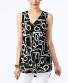 Alfani Layered Geo-print Chiffon Top, Only At Macy's