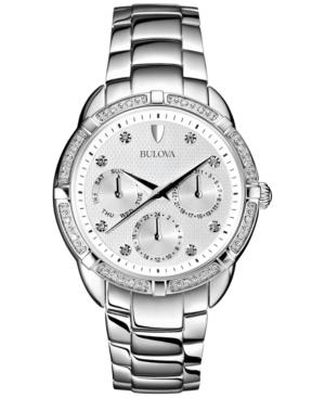 Bulova Women's Diamond Accent Stainless Steel Bracelet Watch 36mm 96r195
