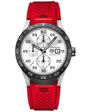 Tag Heuer Connected 1.0 Men's Carrera Red Rubber Strap Smart Watch 46mm Sar8a80. Ft6057