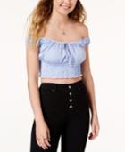 Polly & Esther Juniors' Off-the-shoulder Smocked Crop Top