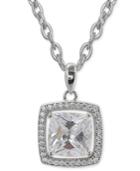 Giani Bernini Cubic Zirconia And Pave Square Pendant Necklace In Sterling Silver, Created For Macy's