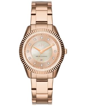 Ax Armani Exchange Women's Rose Gold-tone Stainless Steel Bracelet Watch 36mm Ax5432