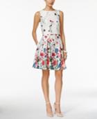Ivanka Trump Sleeveless Floral-print Fit-and-flare Popover Dress