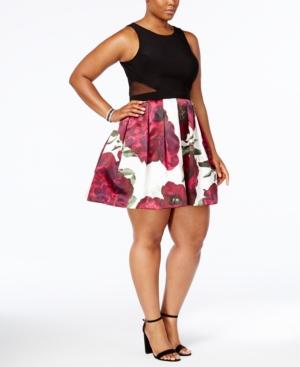 Xscape Plus Size Floral-print Fit & Flare Dress