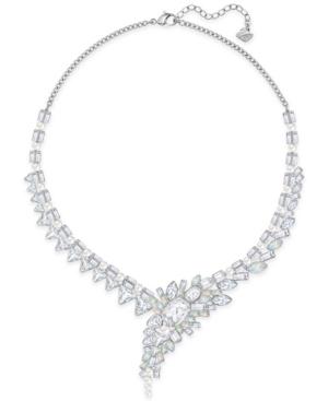 Swarovski Silver-tone Imitation Pearl And Multi-crystal Fancy Collar Necklace