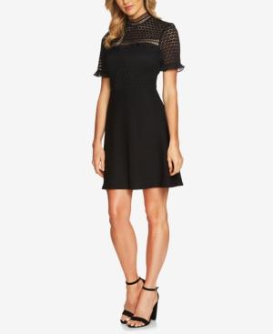 Cece Lace Mock-neck Fit & Flare Dress