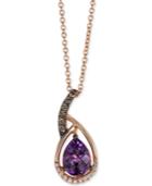 Le Vian Chocolatier Amethyst (1 Ct. T.w.) And Diamond (1/10 Ct. T.w.) Pendant Necklace In 14k Rose Gold