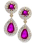 Ruby (1-1/3 Ct. T.w.) And Diamond (3/8 Ct. T.w.) Drop Earrings In 14k Gold